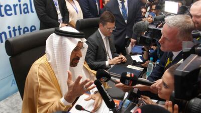 Saudi oil minister Khalid Al Falih told reporters he wielded no influence over oil prices at Opec's sub-committee meeting in Algiers. AP Photo