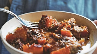Lamb stew with Medjool dates (and sometimes tahini) from 'Honey & Co at Home'