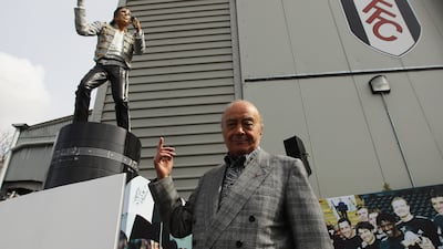 Unveiling the statue of Michael Jackson at Craven Cottage, west London, in 2011. Getty Images