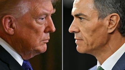US President Donald Trump (L) and Spanish Prime Minister Pedro Sanchez (R) have clashed on many issues. AFP