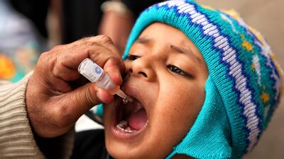 The UAE has spent millions of dirhams on supporting anti-polio vaccination drives in Pakistan, along with other humanitarian operations. Courtesy: Asim Hafeez