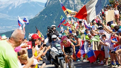 Ecuador's Richard Carapaz celebrates after winning the 17th stage of the Tour de France. AP