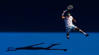 Tennys Sandgren during his defeat to Roger Federer in the quarter-finals of the Australian Open in Melbourne, on January 28. EPA