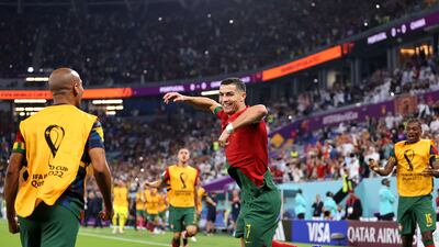Cristiano Ronaldo's delight after scoring. Getty
