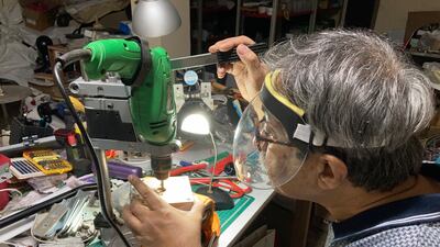 Davangere in his studio. Photo: Vishwanath Mallabadi Davangere