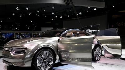 A Kia Imagine concept vehicle sits on display. Seong Joon Cho / Bloomberg