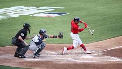 Boston Red Sox's Mookie Betts bats against the New York Yankees. Reuters