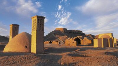 The Towers of Silence is one of the tourist draws in Yazd. The Zoroastrian funerary towers were used to put the dead to be exposed to the elements and picked apart by vultures. Photo by DeAgostini / Getty Images