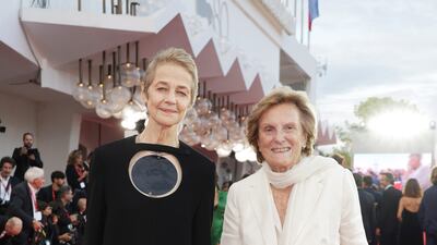 Charlotte Rampling. left, in Courreges and Liliana Cavani