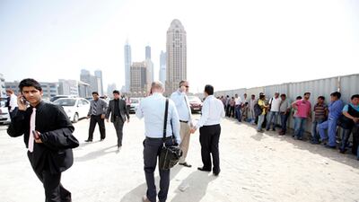 Buildings in Dubai Media City were evacuated following an earthquake in Iran last week. Sarah Dea / The National
