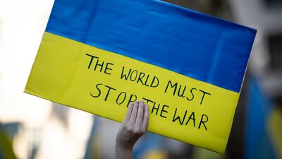 Ukrainians gather in Whitehall, central London, for Ukrainian Independence Day celebrations on August 24. Getty Images