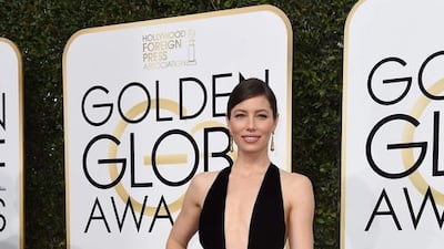 2017: Jessica Biel wears Elie Saab to the the 74th Annual Golden Globe Awards in California on January 8, 2017. AFP