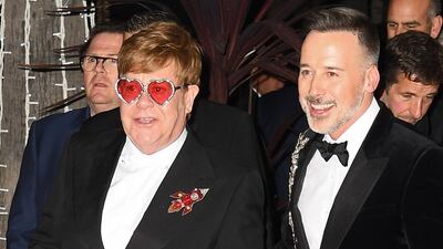 Sir Elton John and David Furnish attend the "Rocketman" Gala Party during the 72nd annual Cannes Film Festival on May 16, 2019 in Cannes, France. (Photo by Gareth Cattermole/Getty Images)