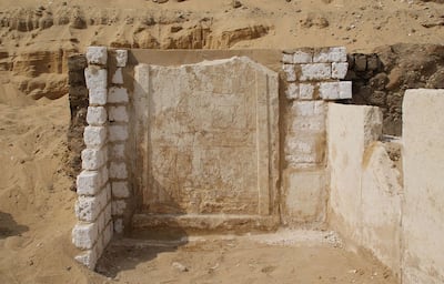 The temple-shaped tomb of Panehsy has an entrance, hall and well leading to a burial room and three chapels. Photo: Nicola Dell'Aquila