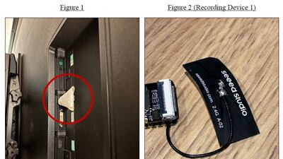 A device the US Justice Department says was an audio recording gadget hidden in an OpenAI executive conference room by Abdulrahman Alfozan. Reuters