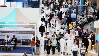 Visitors arrive at the Big 5 Global event at Dubai World Trade Centre. All photos: Pawan Singh / The National