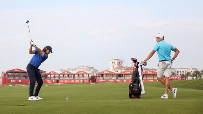 Tommy Fleetwood during a practice round prior to the Abu Dhabi HSBC Championship at Yas Links Golf Course. Getty