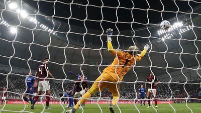 Flamengo's goalkeeper Diego Alves fails to stop Al Hilal's Salem Al Dawsari, left, scoreing the first goal of the game. AP