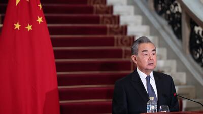 Chinese Foreign Minister Wang Yi attends a joint press conference at Tahrir palace in Cairo, before visiting Tunisia. EPA