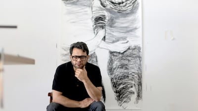 Hazem Harb at his 2024 solo exhibition Gauze in Dubai. Photo: Tabari Artspace