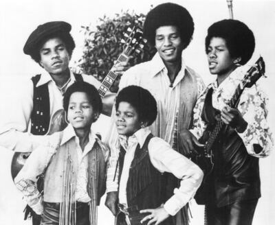 The Jackson 5, Michael Jackson, front right; Marlon Jackson, front left; Tito Jackson, back left; Jackie Jackson, back centre; and Jermaine Jackson, back right. AP