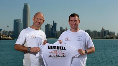 Ian Walker, captain of Azzam, gave Tom Bushell an early Christmas present by presenting him with one of the eight team member spots aboard the Abu Dhabi Ocean Racing yacht. Courtesy Abu Dhabi Ocean Racing