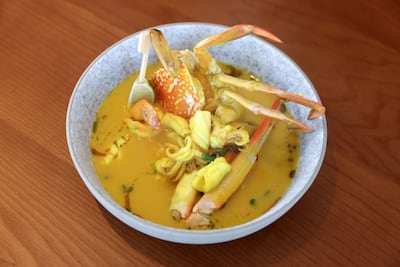 Ryba seafood soup with Thai spices and Emirati saloona stock. Chris Whiteoak / The National