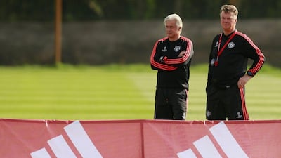 Manchester United manager Louis van Gaal shown conducting a training session for his side on Monday. Jason Cairnduff / Action Images / Reuters / August 17, 2015