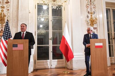 US Secretary of State Mike Pompeo and Polish Foreign Minister Jacek Czaputowicz give a joint press conference ahead of the Warsaw summit. AFP