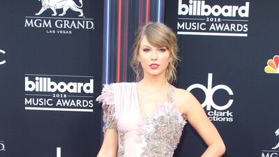 Taylor Swift, in Versace, arrives for the Billboard Music Awards at the MGM Grand Garden Arena in Las Vegas, Nevada, on May 20, 2018. EPA
