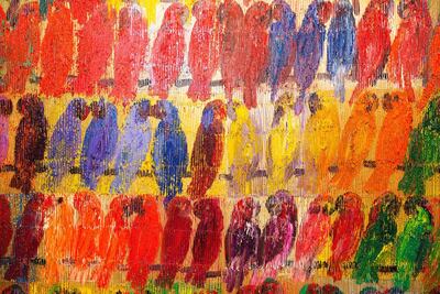 One of his bird paintings, for which he takes inspiration from his own aviary. Courtesy Cuadro Art Gallery