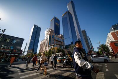 The central business district of Beijing. China’s GDP grew faster than expected in the third quarter. EPA
