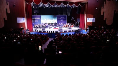 The Watar Orchestra performs at the opening of the University of Mosul's newly restored Grand Theatre. Reuters