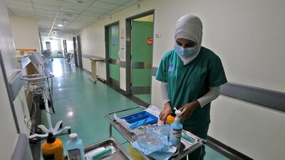 A nurse at Rafik Hariri University Hospital, which is one of several Lebanese health centres running low on fuel. AFP