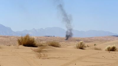 Smoke from fighting in Yemen's deserts. AFP