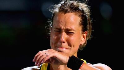 Barbora Strycova of Czech Republic in action against Sara Errani of Italy during the women’s final match of the WTA Dubai Duty Free Tennis Championship at the Dubai Duty Free Stadium on February 20, 2016 in Dubai, United Arab Emirates. (Photo by Francois Nel/Getty Images)