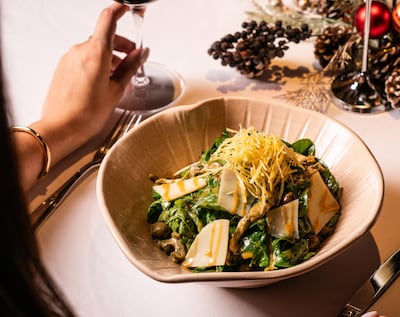 Velvet goat cheese salad at Fumee Steakhouse. Photo: Fumee Steakhouse