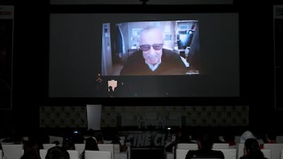 Stan Lee, creator of Marvel comics, appears in a video conference call during the Middle East Film and Comic Con. Christopher Pike / The National