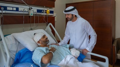 Sheikh Hamdan bin Mohammed visited Capt Smit Machchhar on Saturday. Photo: Sheikh Hamdan