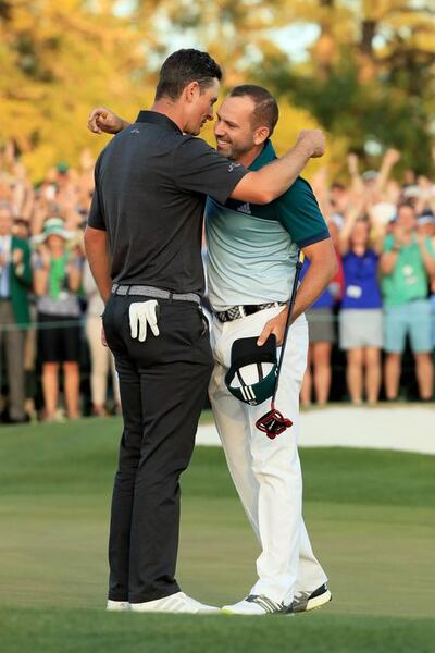 Justin Rose, left, and Sergio Garcia are the only other players in it to win it. Andrew Redington / Getty Images