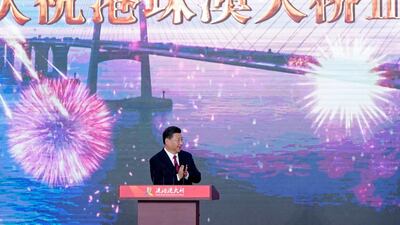Chinese President Xi Jinping attends the opening ceremony of the Hong Kong-Zhuhai-Macau bridge in Zhuhai, China. Reuters