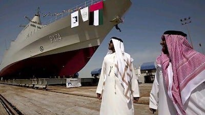Abu Dhabi Shipbuilding is in advanced talks to secure orders for its new Baynunah class of multipurpose missile corvettes from other regional navies. Christopher Pike / The National