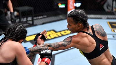Amanda Lemos of Brazil fights compatriot Livinha Souza in their strawweight figh. USA TODAY Sports