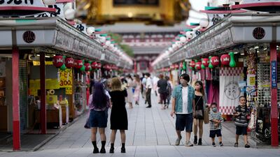 People walk through the Nakamise shopping street in Tokyo. Buy now, pay later platform Paidy is among the largest players in Japan’s BNPL sector. EPA