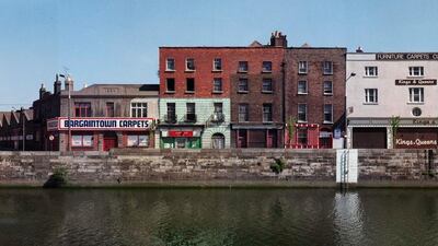A panorama of Ellis Quay, Dublin, 1991. This was stitched together using the original shots and then scanned and put together using computer software.