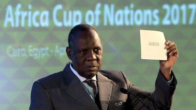 CAF president Issa Hayatou announces Gabon as the host of the 2017 African Cup of Nations. Mohamed Abd El Ghany / Reuters