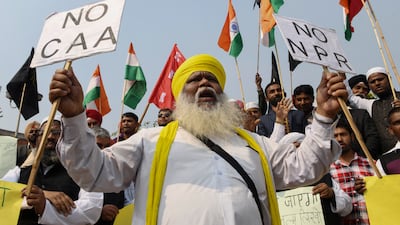Demonstrators protest against the Indian government's proposed Citizenship Amendment Act and National Register of Citizens, in Amritsar back in February 2020. AFP