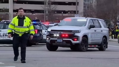 Police at the site where a gunman opened fire at Old Dominion University in Norfolk, Virginia, on March 12. ABC Affiliate WVEC via Reuters