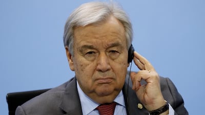 Secretary General of the United Nations (UN), Antonio Guterres attends a press conference on the International Libya Conference in Berlin. Getty Images