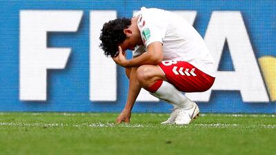 Denmark's Thomas Delaney reacts after the match. Michael Dalder / Reuters